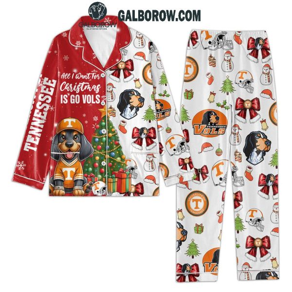 Tennessee Volunteers All I Want For Christmas Is Go Vols Polyester Pajamas Set