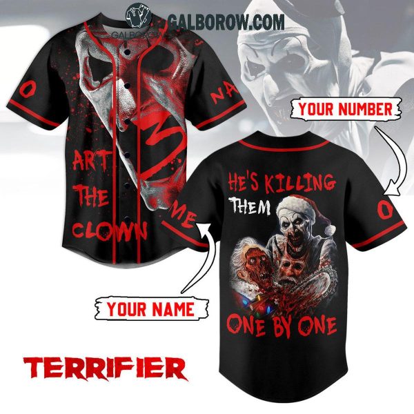 Terrifier 3 Art The Clown He’s Killing Them One By One Personalized Baseball Jersey