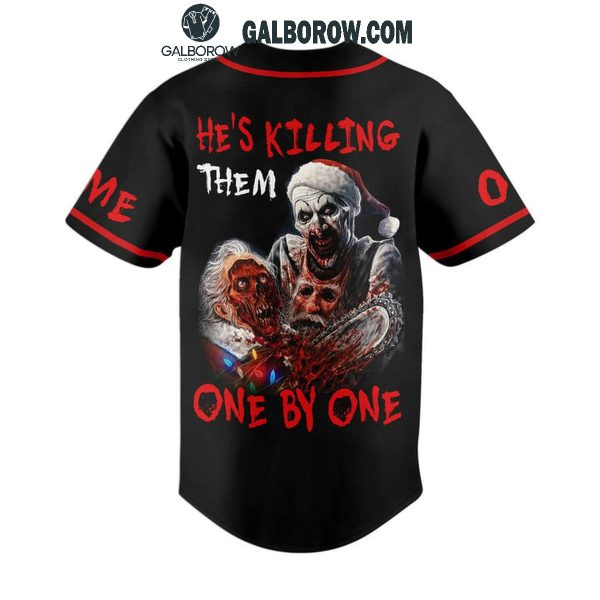 Terrifier 3 Art The Clown He’s Killing Them One By One Personalized Baseball Jersey