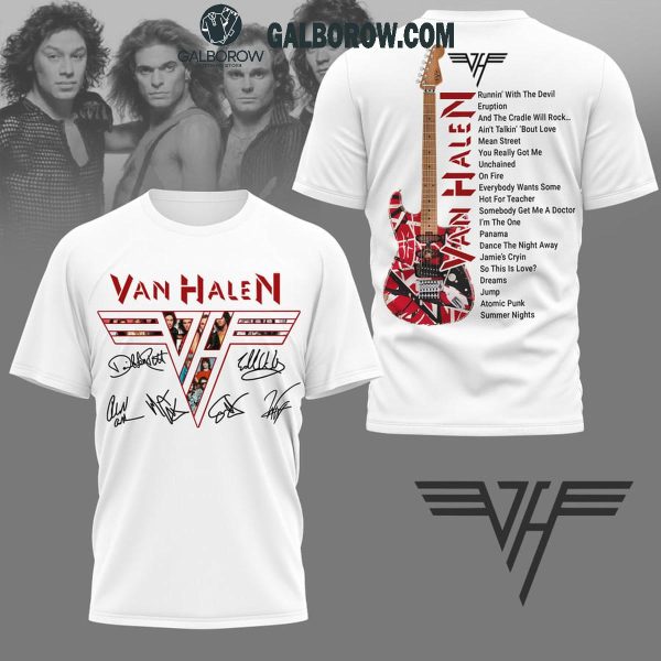 Van Halen Runnin’ With The Devil Eruption Hoodie T-Shirt White Version