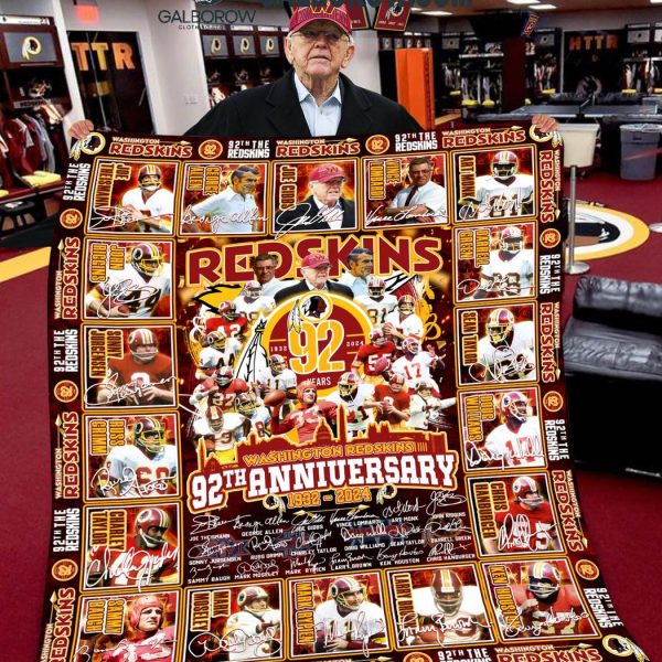 Washington Commanders Redskins 92th Anniversary 1932-2024 Fleece Blanket Quilt