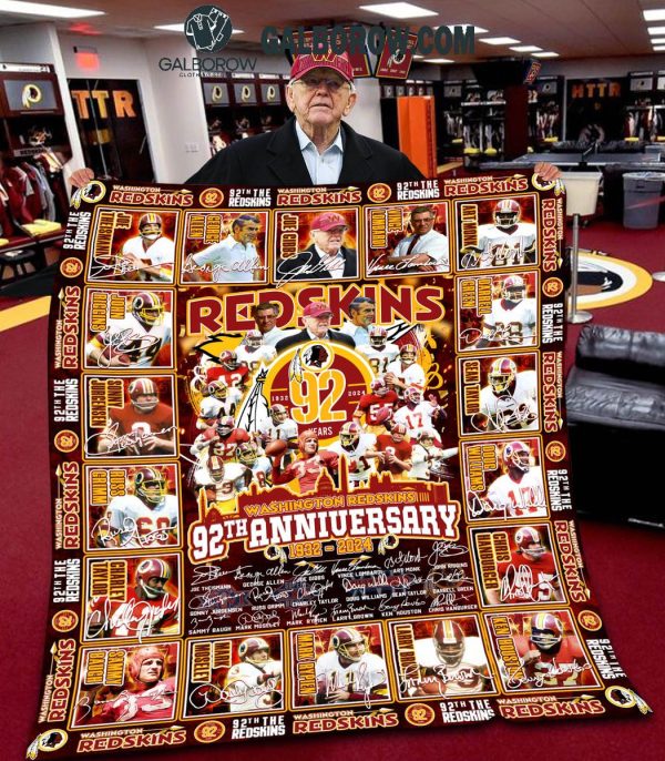 Washington Commanders Redskins 92th Anniversary 1932-2024 Fleece Blanket Quilt