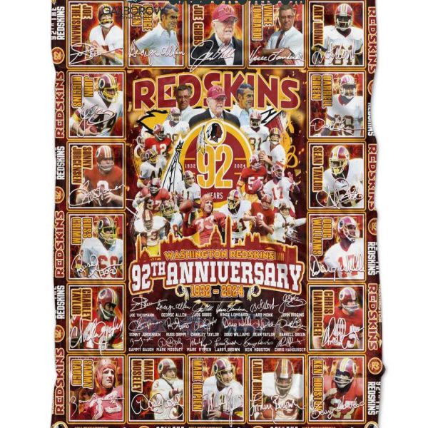 Washington Commanders Redskins 92th Anniversary 1932 2024 Fleece Blanket Quilt