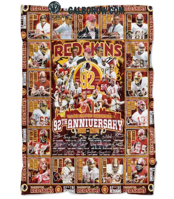 Washington Commanders Redskins 92th Anniversary 1932-2024 Fleece Blanket Quilt