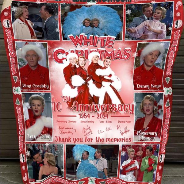 White Christmas 70th Anniversary 1954-2024 Our Memories Fleece Blanket Quilt