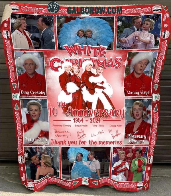 White Christmas 70th Anniversary 1954-2024 Our Memories Fleece Blanket Quilt