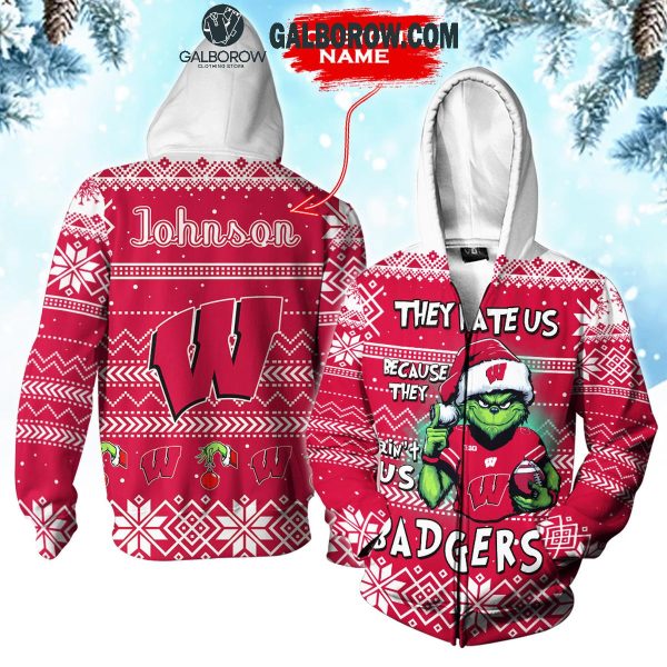 Wisconsin Badgers They Hate Us Christmas Grinch Personalized Hoodie T-Shirt