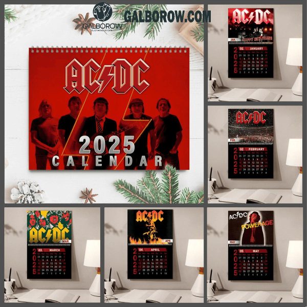 ACDC High Voltage Happy New Year 2025 Wall Hanging Calendar