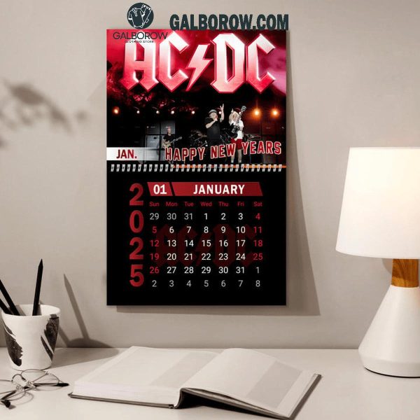 ACDC High Voltage Happy New Year 2025 Wall Hanging Calendar