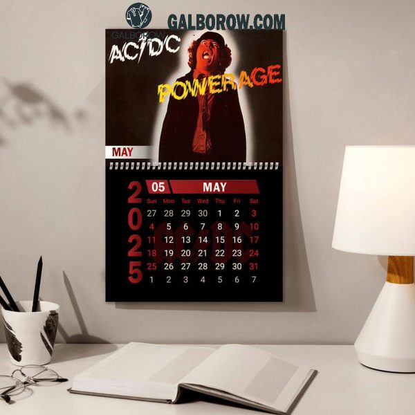 ACDC High Voltage Happy New Year 2025 Wall Hanging Calendar