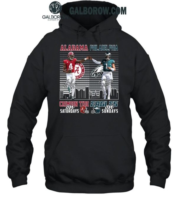 Alabama Crimson Tide On Saturdays Philadelphia Eagles On Sundays 2024 T-Shirt