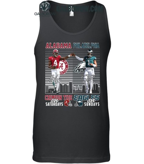 Alabama Crimson Tide On Saturdays Philadelphia Eagles On Sundays 2024 T-Shirt