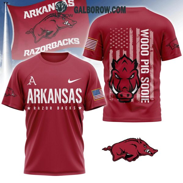 Arkansas Razorbacks America Colors Patriots Spirit Wooo Pig Sooie Hoodie T-Shirt