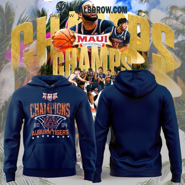 Auburn Tigers Men’s Basketball Champions Of Maui Invitational 2024 Navy Hoodie T-Shirt