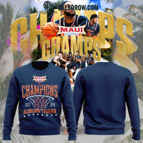 Auburn Tigers Men’s Basketball Champions Of Maui Invitational 2024 Navy Hoodie T-Shirt