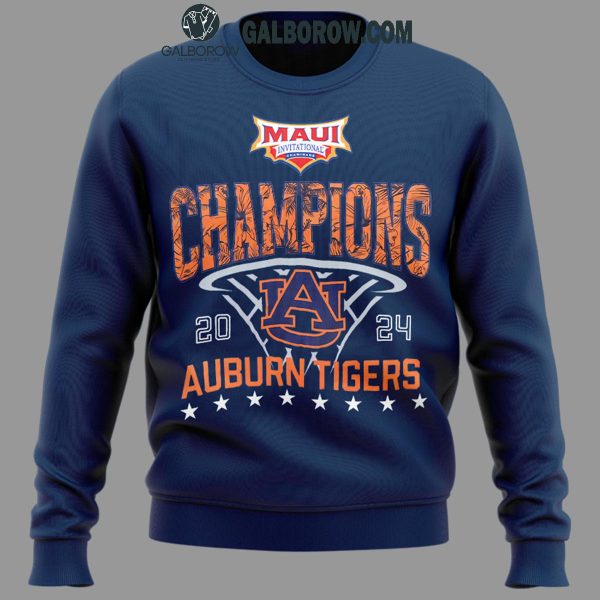 Auburn Tigers Men’s Basketball Champions Of Maui Invitational 2024 Navy Hoodie T-Shirt