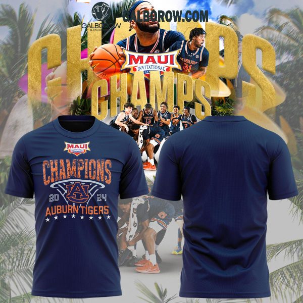 Auburn Tigers Men’s Basketball Champions Of Maui Invitational 2024 Navy Hoodie T-Shirt