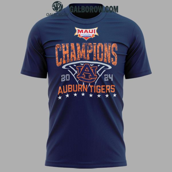 Auburn Tigers Men’s Basketball Champions Of Maui Invitational 2024 Navy Hoodie T-Shirt