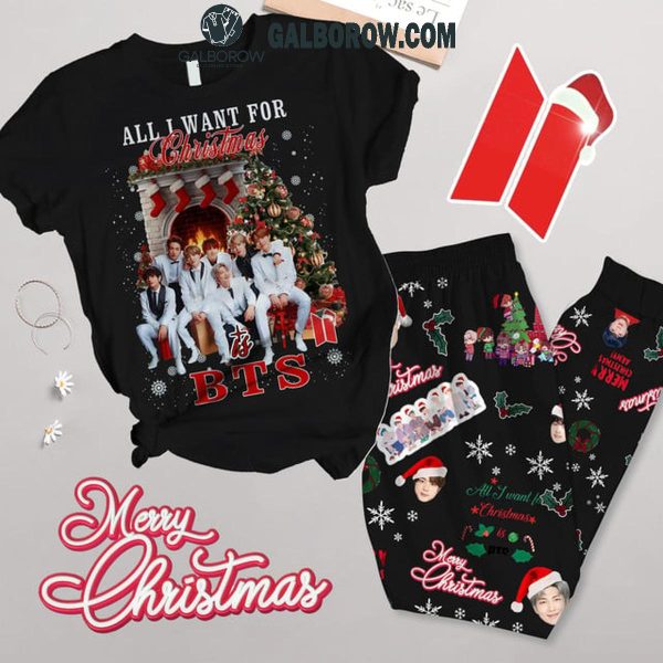 BTS Is All I Want For Christmas 2024 Happy Holidays Fleece Pajamas Set