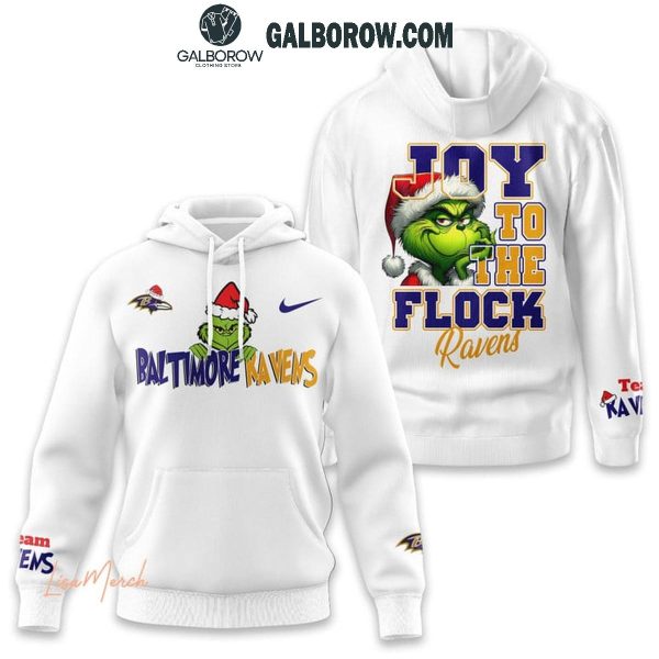 Baltimore Ravens Merry Christmas The Grinch Joy To The Flock Hoodie T-Shirt