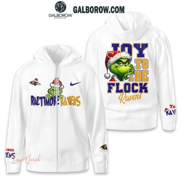 Baltimore Ravens Merry Christmas The Grinch Joy To The Flock Hoodie T-Shirt