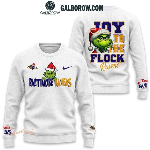 Baltimore Ravens Merry Christmas The Grinch Joy To The Flock Hoodie T-Shirt