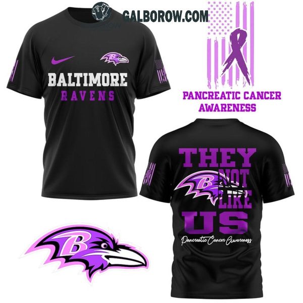 Baltimore Ravens Pancreatic Cancer Awareness They Not Like Us Hoodie T-Shirt Black