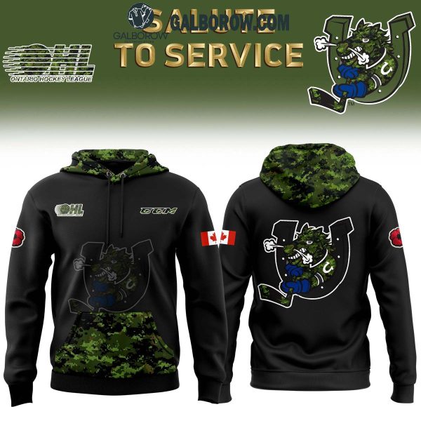 Barrie Colts Camo Salute To Service Club Hoodie T-Shirt