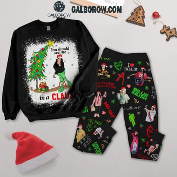 Billie Eilish You Should See Me In A Claus Christmas Fleece Pajamas Set