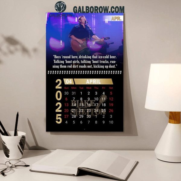 Blake Shelton Happy New Year 2025 Wall Hanging Calendar