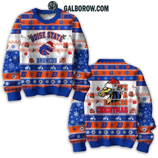 Boise State Broncos Merry Christmas 2024 Have A Merry Broncos Christmas Ugly Sweater