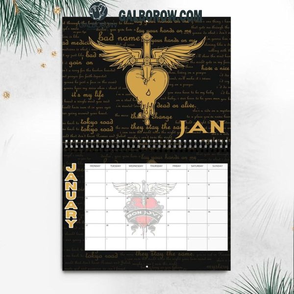 Bon Jovi Happy New Year 2025 Wall Hanging Calendar