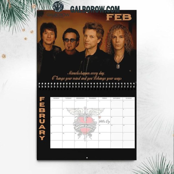 Bon Jovi Happy New Year 2025 Wall Hanging Calendar