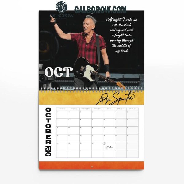 Bruce Springsteen And E Street Band 2025 Wall Hanging Calendar