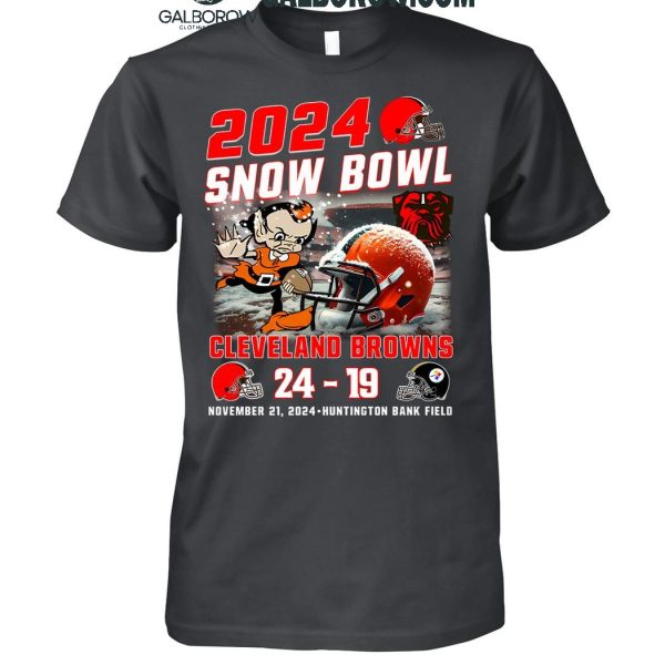 Cleveland Browns 2024 Snow Bowl Beat Steelers Hunting Bank Field T-Shirt