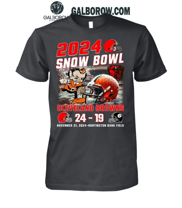 Cleveland Browns 2024 Snow Bowl Beat Steelers Hunting Bank Field T-Shirt