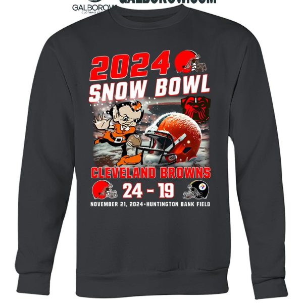 Cleveland Browns 2024 Snow Bowl Beat Steelers Hunting Bank Field T Shirt