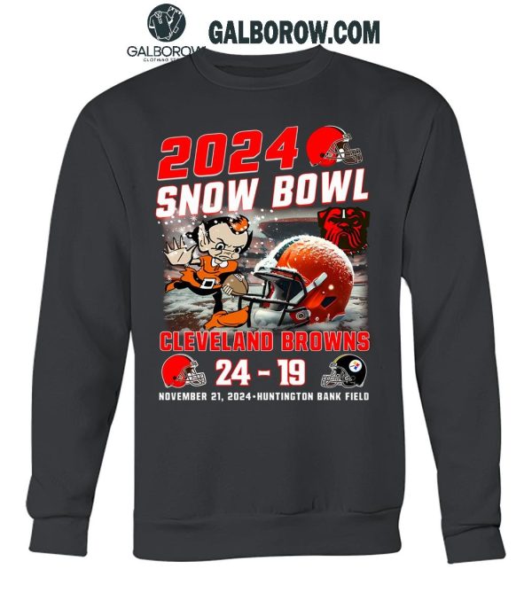 Cleveland Browns 2024 Snow Bowl Beat Steelers Hunting Bank Field T-Shirt