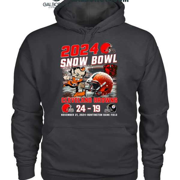 Cleveland Browns 2024 Snow Bowl Beat Steelers Hunting Bank Field T Shirt