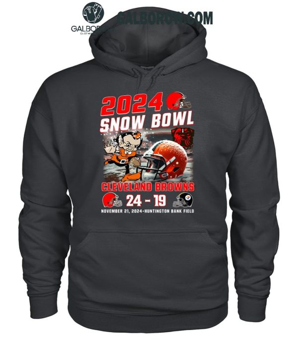 Cleveland Browns 2024 Snow Bowl Beat Steelers Hunting Bank Field T-Shirt