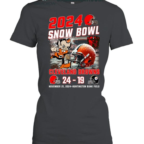 Cleveland Browns 2024 Snow Bowl Beat Steelers Hunting Bank Field T Shirt