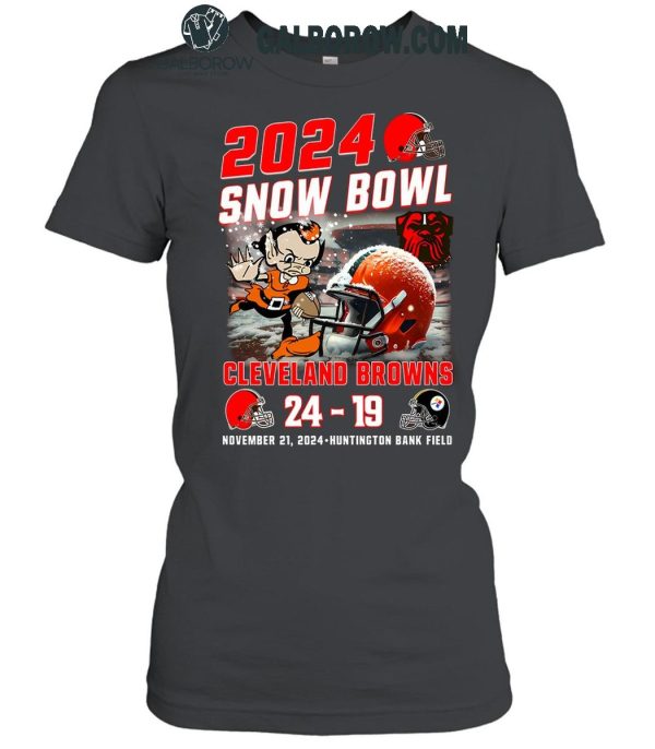 Cleveland Browns 2024 Snow Bowl Beat Steelers Hunting Bank Field T-Shirt