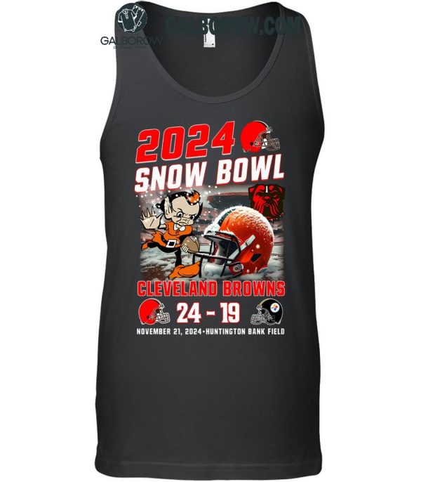 Cleveland Browns 2024 Snow Bowl Beat Steelers Hunting Bank Field T-Shirt