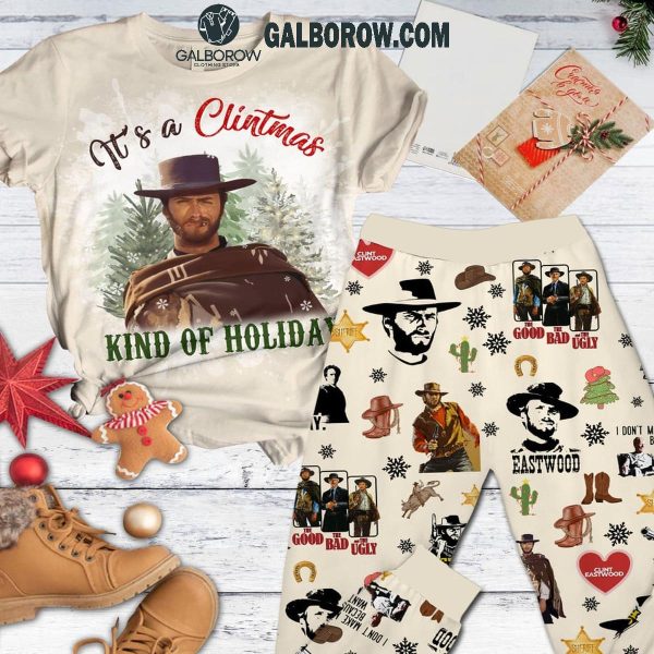 Clint Eastwood It’s A Clintmas Kind Of Holidays Christmas Fleece Pajamas Set