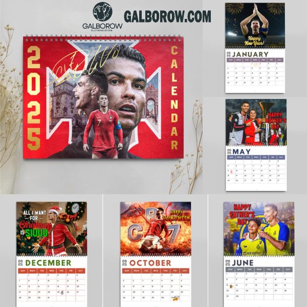 Cristiano Ronaldo CR7 Siuuuuu Happy New Year 2025 Wall Hanging And Desk Calendar