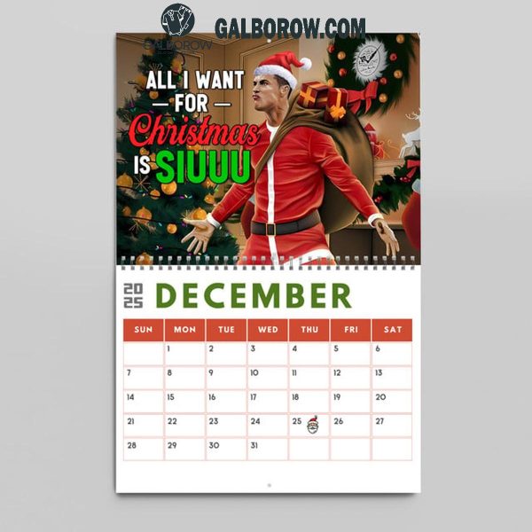 Cristiano Ronaldo CR7 Siuuuuu Happy New Year 2025 Wall Hanging And Desk Calendar