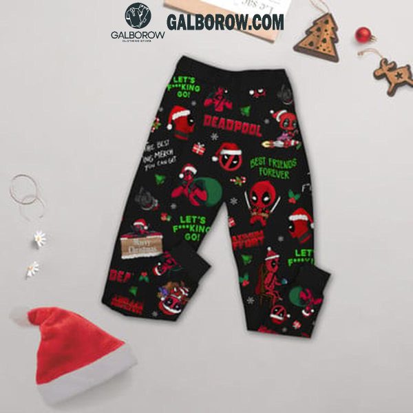 Deadpool Best Friend Forever Wolverine In Christmas Fleece Pajamas Set