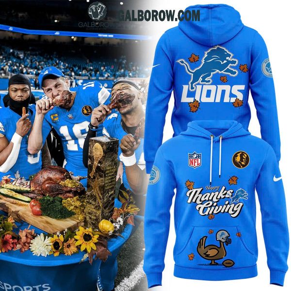 Detroit Lions 2024 Happy Thanksgiving Give Thanks Hoodie T-Shirt