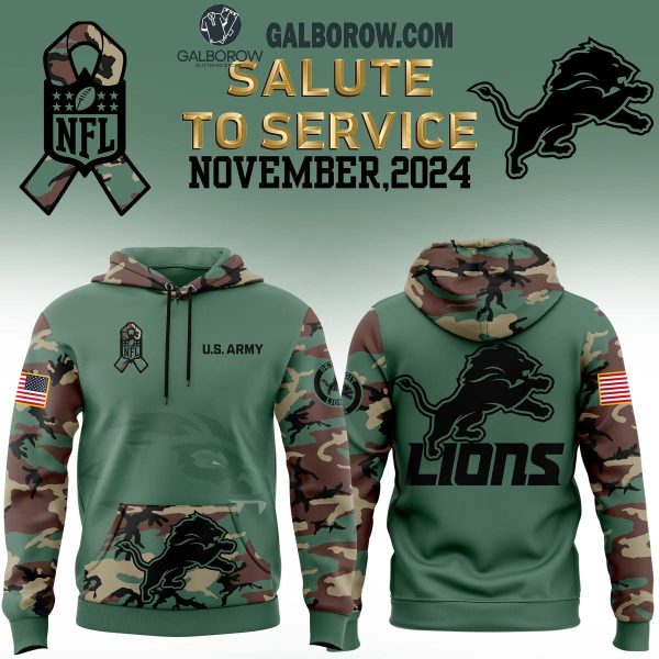 Detroit Lions Camo 2024 Salute To Service Club Gameday Hoodie T-Shirt