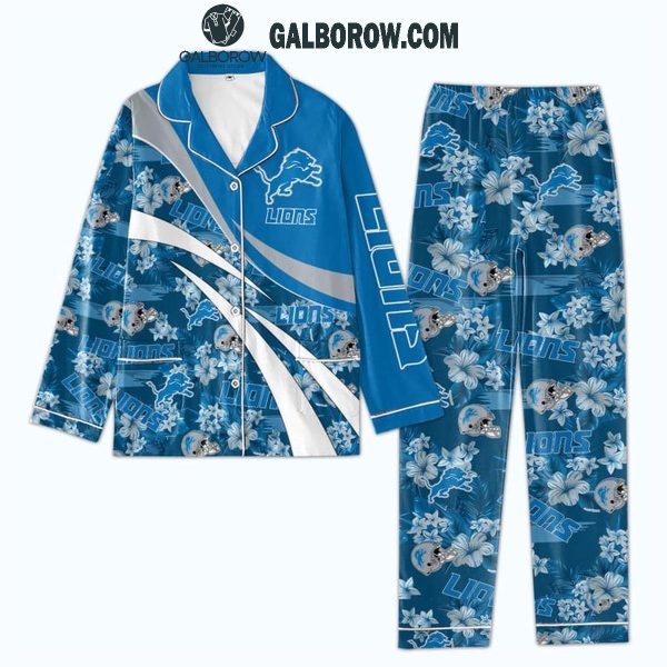 Detroit Lions Happy Holidays Hibiscus Vacation Polyester Pajamas Set